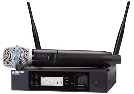 Shure GLXD24R+/B87A Dual Band Pro Digital Wireless Mikrofonsystem - 12-Stunden-Batterielaufzeit, 30m Reichweite | BETA 587 Handheld Vocal Mikrofon, Single Channel Rack Mount Empfänger.