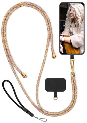 moex Unleash for Doro 8200 - Mobile Phone Chain with Carabiner, Lanyard Quick Removable - Smartphone Necklace with Pad for Cases, Chain for Hanging in Rainbow