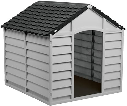 Garden Store Direct New Dog Kennel Shelters in Grey Tone, Two Styles Available (Small/Medium)