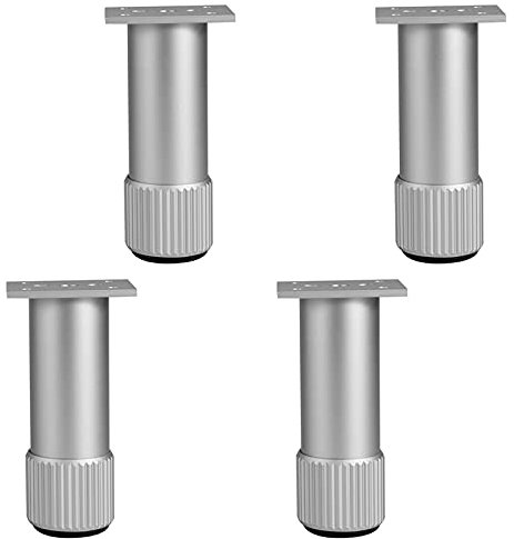RWRAPS Möbelbeine, höhenverstellbare Schrankbeine, Tischbeine, Möbelbeine, Aluminiumlegierung, höhenverstellbar 1,2 cm, mit Edelstahlschrauben, 10 cm (3,94 Zoll)