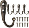 5 Piezas Ganchos Percheros de Pared, Vintage Perchas Pared de Bronce, Ganchos Pared, Colgadores Pared de Retro, Ganchos para Colgar Ropa Abrigos Llave Cocina Baños Armarios, con Tornillo
