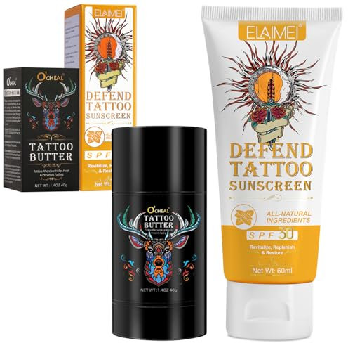 Crema Tatuaggi SPF 30+, Protezione da UVA/UVB, Rafforza i Colori del Tatuaggio
