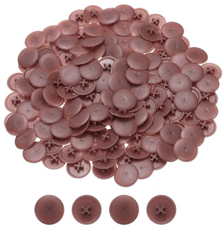 sourcing map 150Pcs Plastic Screw Caps for Eccentric Wheels Cam Locks, 17mm Diameter Decorative Cross Head Caps, Round Cam Lock Fastener Cap Cam Dowel Cap Cam Lock Nuts Cap, Brown