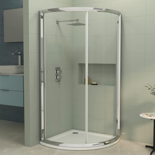 860 x 860mm Quadrant Shower Enclosure with Acrylic Tray Single Sliding Cubicle Door 6mm Safety Tempered Glass Screen