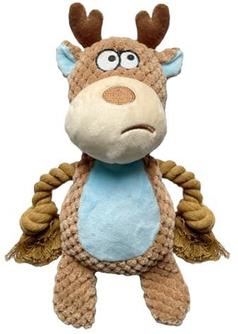 YUREMEEY Juguete para Perro, Juguetes para Perros con Sonidos, Juguetes de Peluche para Mascotas, Juguete Interactivo, para Perros de Raza Pequeña y Mediana, Hipopótamo, Alce