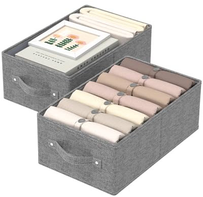ENUMAIL 2er Cubo Portaoggetti Pieghevole, Organizer Armadio Aperto, Contenitore di Stoccaggio in Tessuto con Maniglia, Adatto per Camere da Letto, Soggiorni, Sale Studio, 41×25×16.5cm, Grigio
