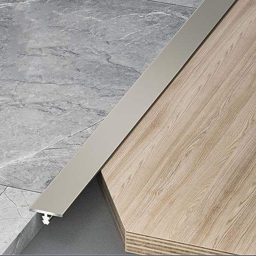 Raouoae Übergangsprofil T-Profil Ausgleichsprofil Aluminium Eloxiert Übergangsschiene 3 Stück 100cm Flach Ausgleichsprofil Abschlussleiste Für Fliesen Laminat/Parkett(High-End-Grau,Breite: 8mm)