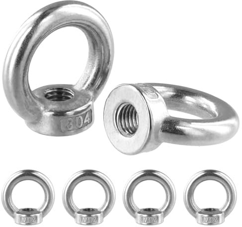 QWORK® 6 Pièces M12 D'écrous À Anneau En Acier Inoxydable 304, Écrous À Oeil, Écrous Filetés De Fixation, Pour Accessoires De Levage