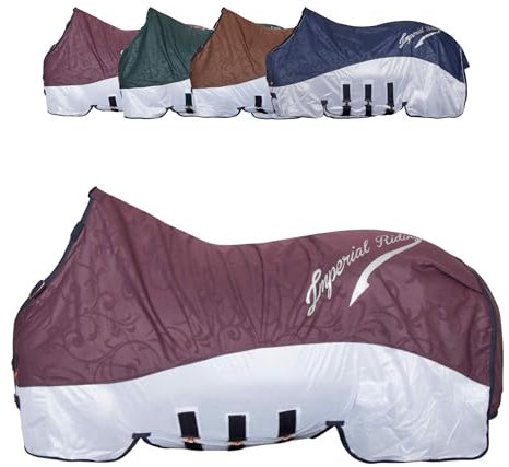 RL24 - Regen- & Fliegendecke 600D IRHSuper-Dry von Imperial Riding – Pferdedecke mit Mesh, Bauchklappe & Schweifklappe – atmungsaktive Regendecke für Pferde in Bordeaux – Größe 155cm