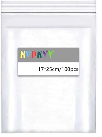 HVDHYY Sachets Transparent Reutilisable 100pcs Sacs en Plastique Transparent Refermables 170mm x 250mm 100µm Petite Pochette Plastique de Bijoux Boucles d'oreilles Collier Échantillons