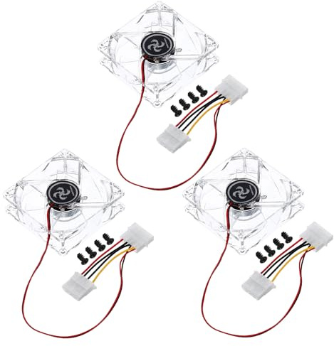 sourcing map 3Pcs Clear Computer Case Fan 1800RPM 80mm 4 Pin Multicolor LED Silent Cooling Fan 4 LED 12V for Desktop Computer Radiators with 12 Screws