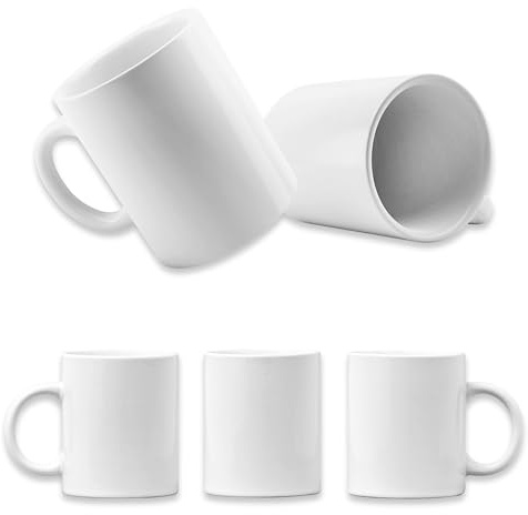 Weiße Keramiktassen für Sublimation 11oz / 325ml – Set (1/3/6/12/18/24/36/72 Stück) – Premium Qualität - Blanko-Tassen mit Beschichtung – Spülmaschinengeeignet – Ideal für Fotodruck, DIY & Werbetassen