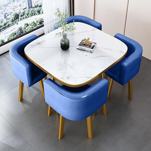 Modernes rundes Frühstücksbar-Konferenztisch-Set – stilvoller Esstisch und Stühle für Haus, Garten, Restaurant – 80 x 75 cm