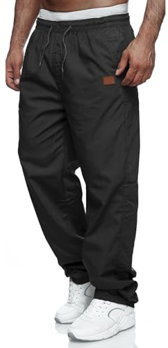 Herr arbetsbyxor lastbyxor lätt elastisk midja träningsoverall byxor joggingbyxor för män M-4XL, Svart, XL