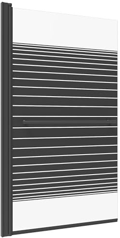 Duschwand für Badewanne ohne bohren 80 x 140 cm mit Handtuchhalter Badewannenaufsatz schwarz Streifen 1 teilig Glas Duschtrennwand Duschabtrennung 5 mm NANO Beschichtung ESG-Sicherheitsglas | YAKE