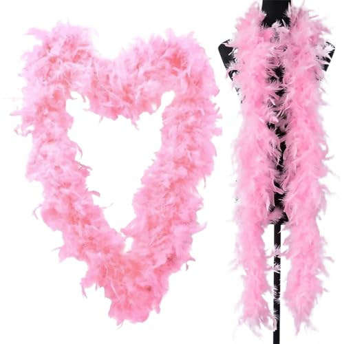 Rote Federboa – Truthahn-Rosa-Feder-Girlande 2 Meter Lange Federboa Für Frauen Zum Basteln, Flauschige Federboa, -Kostümzubehör Für Mädchen, Weihnachten, Karneval, Hochzeitsfeier