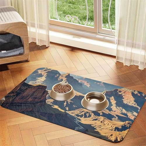 Grand Canyon Arizona Hundefuttermatten für Böden, 30,5 x 45,7 cm, rutschfeste, super saugfähige Haustierfuttermatte, Geschirrspüler-Hundematte für Futter und Wasser, niedlich, Gummi, schnell trocknend