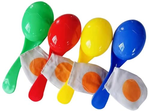 Fituenly 4pcs Egg Spoon Race Game with Yolk Outdoor Sports Balancing Relay Race Toy Plastic Egg and Spoon Race Game Set for Kindergarten