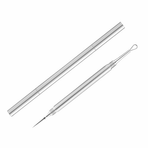Extracteur de Point Noir Métal 2 En 1 Aiguille De Nettoyage De L'Acné Extrémité Extracteur De Comédons pour le Nez et le Visage,Argent