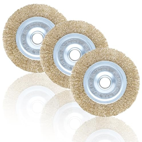 3 Pcs Patio Cleaner Wire Brush for Ry-obi RAC814 with 16mm Arbor Hole | Replacement Steel Wire Wheel Brush for RY18PCA-0 OPC1800 OPC1815 EFB 400/401, Rust and Debris Removal (115mm*16mm*10mm)