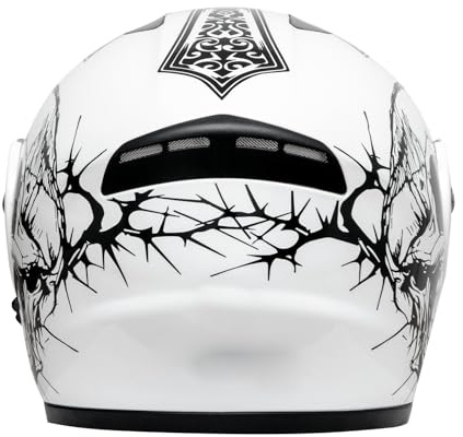 HELEVIA Uppfällbar Hjälm med Dubbla Visir Thorn Skull Sticker Helansiktsridhjälm, XXXL, Anti-impact Safety, för Stadspendling eller Fritidscykling