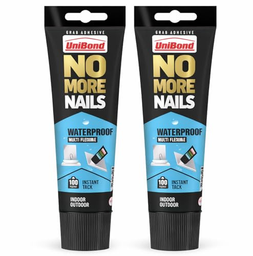 Waterproof No Nails Adhesive 340g – Pack of 2 | High Strength Grab Adhesive for Indoor & Outdoor Use | Heavy Duty Construction Adhesive, Gap Filling & Paintable