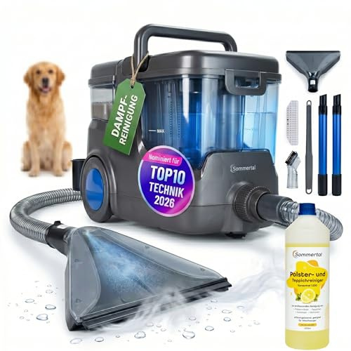 Sommertal HYDRO 9000 MAX Waschsauger | 1000W, 28kPa, inkl. 1L Reiniger | Teppichreiniger & Polsterreiniger, Dampfsauger & Nasssauger, für Teppich, Sofa, Auto-Innenraum, Matratzen & Sitzmöbel