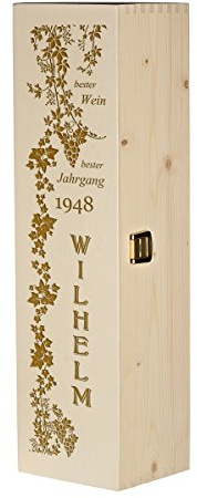 polar-effekt Weinkiste Holzbox mit Gravur – Personalisierte Geschenkbox für Weinflasche Weinpräsent – Aufbewahrungskiste Geschenk zum Geburtstag oder Weihnachten