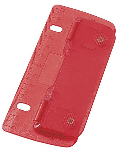 Wedo 67809 2fach Taschenlocher (Kunststoff zum Abheften für 8 cm Lochung, mit 12 cm Skala) (1, ICE-rot)
