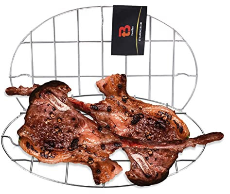 T & B 24,9 x 17 cm ovale graticola in acciaio INOX 304 cottura Broiling rack pentole altezza 2 cm set di 2