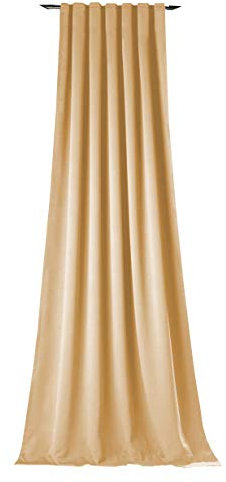 NOVUM fix Vorhang Verdunkelung in beige Kälteschutz Kräuselband Blickdicht Klimavorhang Übergardine XXL extra lang bis 350 cm energiesparen 145x325 cm (BxH)