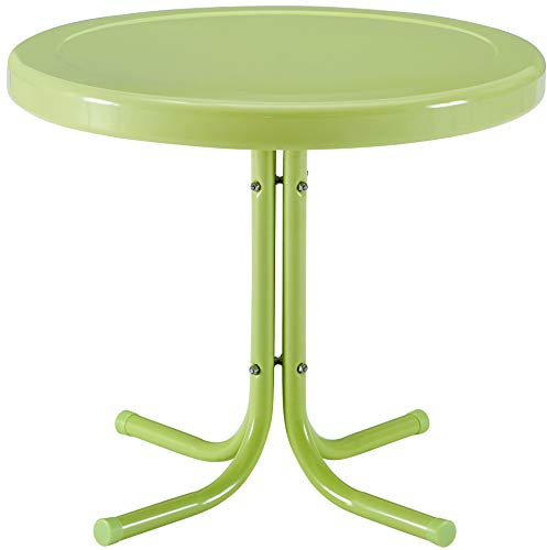 Crosley Furniture Griffith Weather Resistant Retro Metal Outdoor Side Table for Patio, Deck, Porch, Key Lime
