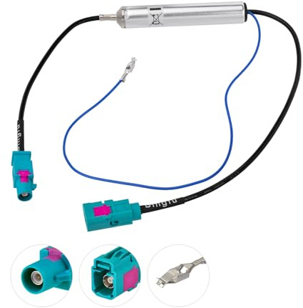 Bingfu Car Antenna Amplifier & Fakra Z Adapter - FM/AM Radio Signal Booster for Vehicle Stereo Head Unit Receiver