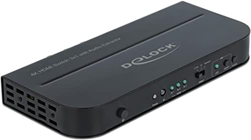 Delock HDMI Switch 3 x HDMI in zu 1 x HDMI Out 4K 60 Hz mit Audio Extraktor