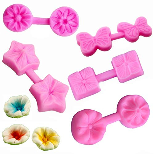 Blütenblatt Silikonform Petal Silikonform für Fondant Blüten Fondant Silikonformen Silikonformen Fondant 5 teiliges Set für Cupcake Dekoration,Backzubehör Fondant Silikonformen(Zufällige Farbe)