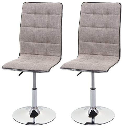 Mendler 2er-Set Esszimmerstuhl HWC-C41, Stoff, FSC® - Creme-grau | Stuhl, Küchenstuhl, höhenverstellbar drehbar
