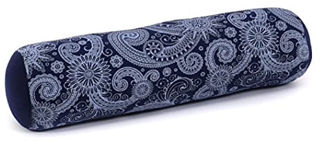 Leewadee Small Yoga Bolster – Shape-Retaining Cervical Neck Roll, Tube Pillow for Comfortable Reading, Kapok Filling, 50 x 15 x 15 cm, Blue White