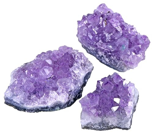 Amethyst Kristalle | 100% naturbelassene Drusenstücke | 3er Set