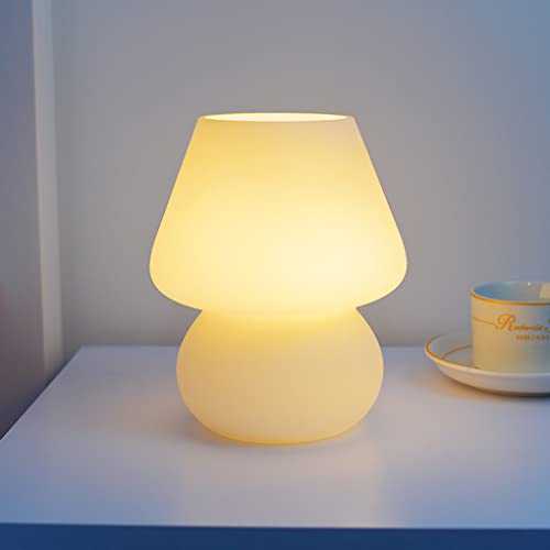 SXYSXYSXY LED Tischlampe Glas Nachtlicht 3000K Dimmbar Tischleuchte mit Dimmschalter Modern Einfache Nachttischlampe fur Schlafzimmer Wohnzimmer Kinderzimmer Dekorative H19*D14CM,C