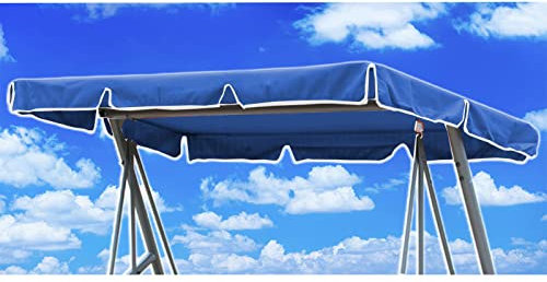 Hollywoodschaukel Ersatzdach 210x145, Hollywoodschaukel Dach Universalgröße, Hollywoodschaukel Dachbezug Universal, Sonnendach für Hollywoodschauke mit 2 Tunnelschlaufen 100% Polyester (Blau)