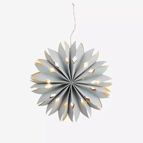 Madam Stoltz Aqua Furnier Papierstern mit Licht 30 cm