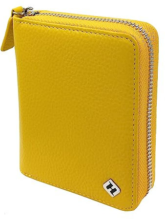 FreeHaveFun Rfid Geldbörse Damen mittelgroß, Leder, gelb, Reißverschluss, Portemonnaie, Geldbeutel, Portmonee, Damen-Geldbörsen Wallet For Women, Brieftasche, Damenportemonnaie, Geldtasche Portmonaise