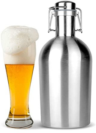 JEEIJ 1L / 1.9L 304 Birra in Acciaio Inossidabile, Barile di Birra A Strato Singolo Boccale Portatile for Bottiglie di Vino, 1 PZ (Color : 1L)