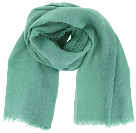 moonbow Pañuelo Mujer Liso Verde claro - 20% Algodón 80% Viscosa con Flecos - Estola Mujer Larga y Rectangular 180cm x 90cm - Bufanda Fina Ligera y Suave - Fular Original - Chal para todos los días