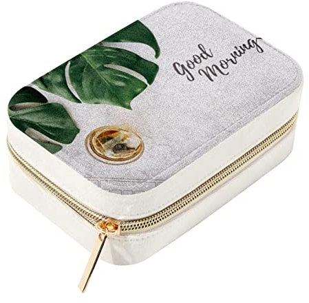 Mini boîte à bijoux de voyage personnalisée pour femme - Thé et feuilles