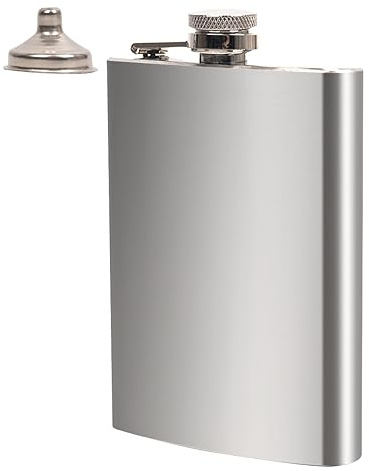 2 petacas de acero inoxidable de 8 onzas + 2 embudos + 2 tazas de acero inoxidable, frasco de whisky Flagon 100% a prueba de fugas, petaca portátil de bolsillo para licor para hombres (1 pieza