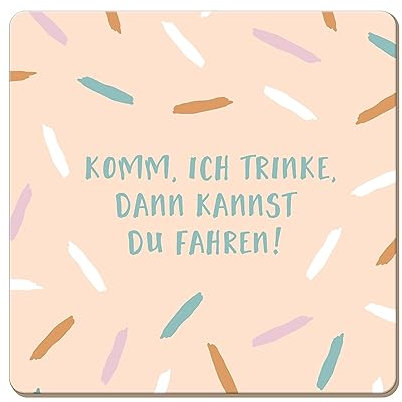 Grafik Werkstatt lustiger Untersetzer aus Kork | Komm, ich trinke, Bunt