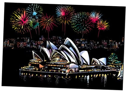 ibasenice Diy Kreatives Kratzbild Sydney Opernhaus Entspannendes Malen Für Erwachsene Handgemachtes Dekompressions-bastelset Buntes Kratzpapier Geschenk Zur Stressreduktion