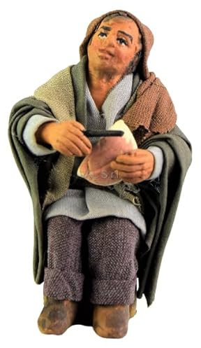 Holyhome Uomo che vende Pane cm 10 (3,93 Inch) - Presepe Napoletano Terracotta Vestita