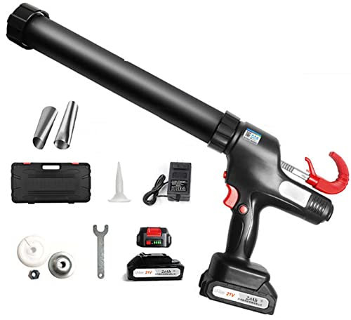 ElectricCaulking Gun Kit, 21v Automatic Cordless Caulking Gun, Adhesive Gun, 300-600ml, With Digital Display Batteries, 8000n Barrel Style Caulk, For Filling, Sealing